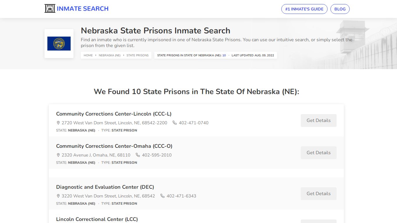 Nebraska State Prisons Inmate Search