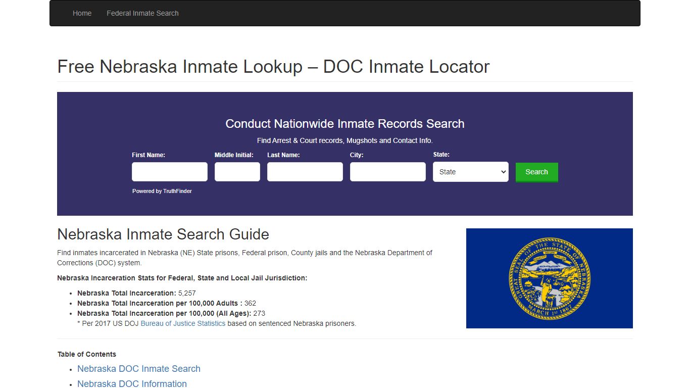 Nebraska Inmate Search - NE Department of Corrections ...